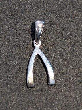 Sterling Silver Small Wishbone Necklace pendant - Bracelet Charm - Cute!
